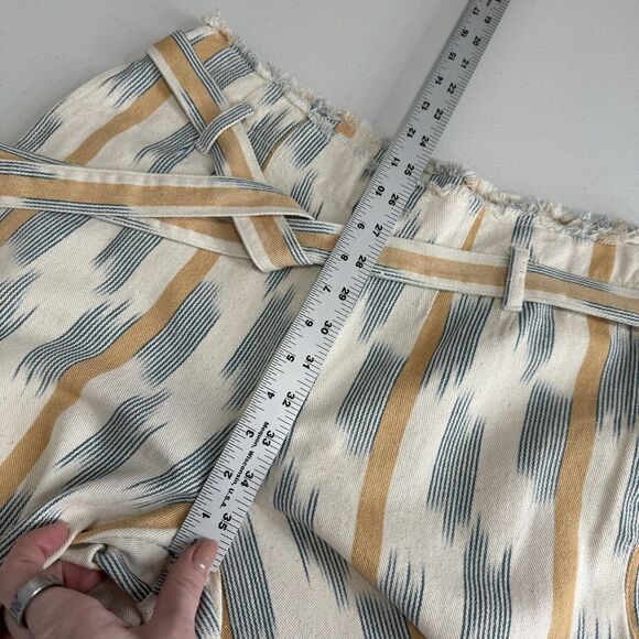 Current Air Womens Pants Small Beige Aztec Paper Bag Wide Leg Crop Boho Hippie - Picture 6 of 14
